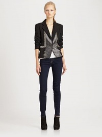 Polished studs add a touch of cool rocker chic to this sleek-cut blazer.Notched-collarLong sleevesConcealed front button closureFlap pocketsAbout 22 from shoulder to hemPolyesterDry cleanImportedModel shown is 5'9 (175cm) wearing US size 4. Polished studs add a touch of cool rocker chic to this sleek-cut blazer.Notched-collarLong sleevesConcealed front button closureFlap pocketsAbout 22 from shoulder to hemPolyesterDry cleanImportedModel shown is 5'9 (175cm) wearing US size 4.