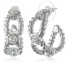 T Tahari Essentials Rope Design Crystal Hoop Earrings