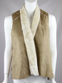INC International Concepts Womens Petite Natural Faux Suede Vest P S INC International Concepts Womens Petite Natural Faux Suede Vest P S