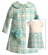 Size-4T, Aqua, BNJ-6621R, Aqua-Blue Ivory Bow Pocket Boucle Dress / Coat Set,Bonnie Jean Todders Special Occasion Party Dress Size-4T, Aqua, BNJ-6621R, Aqua-Blue Ivory Bow Pocket Boucle Dress / Coat Set,Bonnie Jean Todders Special Occasion Party Dress