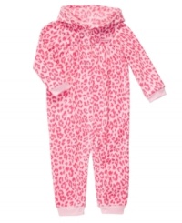 This cute warm fleece coverall by Carter's will have her feeling good in her cozy hood. This cute warm fleece coverall by Carter's will have her feeling good in her cozy hood.