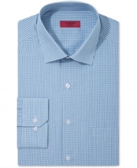 A sleek upgrade to an everyday classic, this fitted Alfani dress shirt refreshes any back-to-business look. A sleek upgrade to an everyday classic, this fitted Alfani dress shirt refreshes any back-to-business look.