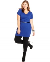 Don't let the cold weather get you down. Heat it up with this cozy plus size sweater dress from Extra Touch! Don't let the cold weather get you down. Heat it up with this cozy plus size sweater dress from Extra Touch!