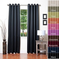 Black Solid Grommet Top Thermal Insulated Blackout Curtains 104W X 108L Pair Black Solid Grommet Top Thermal Insulated Blackout Curtains 104W X 108L Pair