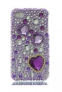 Premium Bling Luxurious Design Diamond Crystal Snap-on Case for Apple iPhone 4S, iPhone4, Large Purple Hearts Premium Bling Luxurious Design Diamond Crystal Snap-on Case for Apple iPhone 4S, iPhone4, Large Purple Hearts