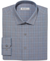 With a slim fit and a cool shot of color, this shirt from Kenneth Cole New York is just right for the modern mix.
