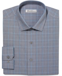 With a slim fit and a cool shot of color, this shirt from Kenneth Cole New York is just right for the modern mix. With a slim fit and a cool shot of color, this shirt from Kenneth Cole New York is just right for the modern mix.