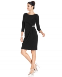 Evan Picone's petite dress is simply chic with a streamlined silhouette decked out with a jeweled embellishment at the hip. Evan Picone's petite dress is simply chic with a streamlined silhouette decked out with a jeweled embellishment at the hip.