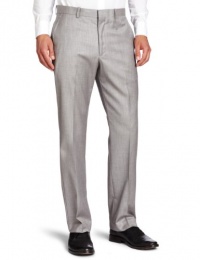 Perry Ellis Men's Portfolio Solid Herringbone Flat Front Dress Pant, Charcoal, 30x30