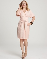 Smart seersucker is styled into a charming Melissa Masse dress. With a deep v neckline and a hint of stretch, this silhouette strikes a perfect balance between sweet and sensual. Smart seersucker is styled into a charming Melissa Masse dress. With a deep v neckline and a hint of stretch, this silhouette strikes a perfect balance between sweet and sensual.