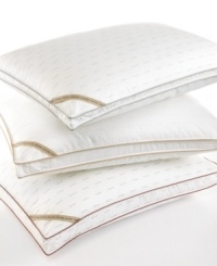 The luxury of comfort. Featuring a plush synthetic fill for softness, this Calvin Klein Signature Down Alternative Density pillow provides firm support for your head and neck as you rest. A generous 1.5 gusset finished with caramel piping gives just the right amount of volume. Also features a subtle, allover print of the Calvin Klein logo. The luxury of comfort. Featuring a plush synthetic fill for softness, this Calvin Klein Signature Down Alternative Density pillow provides firm support for your head and neck as you rest. A generous 1.5 gusset finished with caramel piping gives just the right amount of volume. Also features a subtle, allover print of the Calvin Klein logo.