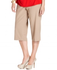 Partner your favorite summer tops with Calvin Klein's plus size capri pants-- dress them down for day and up for play! Partner your favorite summer tops with Calvin Klein's plus size capri pants-- dress them down for day and up for play!