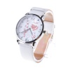 Women Round Love Analog Wrist Watches White Leather Dial Watch