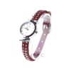 Stylish Circular Band Silver Watchcase Fine Belt Ladies Watch (Red)