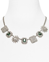 Carolee channels heirloom inspiration with this silver-plated necklace, which features regal gemstone stations, highlighted by glittering crystals. Carolee channels heirloom inspiration with this silver-plated necklace, which features regal gemstone stations, highlighted by glittering crystals.