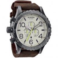 Nixon 51-30 Chrono Leather - Men's ( Gunmetal/Brown ) Nixon 51-30 Chrono Leather - Men's ( Gunmetal/Brown )