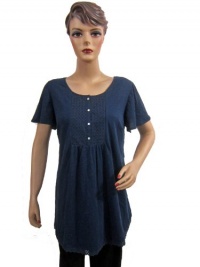 Womens Boho Tunic Top Royal Blue Embroidered Cotton Blouse Medium Size Womens Boho Tunic Top Royal Blue Embroidered Cotton Blouse Medium Size