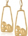 T Tahari Essentials Hammered Gold Floating Discs Drop Earrings