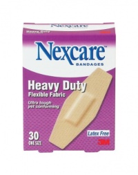 Nexcare Heavy Duty Flexible Fabric Bandages, One Size, 30-Count Packages (Pack of 4)