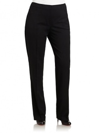 THE LOOKNarrow waistband with hook-and-bar closureFront zipperSide pocketsCreased details at legsTHE FITRise, about 11Inseam, about 36THE MATERIAL95% fleece wool/5% elastaneCARE & ORIGINDry cleanImported THE LOOKNarrow waistband with hook-and-bar closureFront zipperSide pocketsCreased details at legsTHE FITRise, about 11Inseam, about 36THE MATERIAL95% fleece wool/5% elastaneCARE & ORIGINDry cleanImported