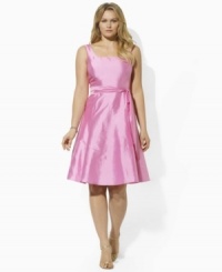 This perennially chic plus size Lauren by Ralph Lauren dress exudes timeless femininity in lustrous silk dupioni with a chic scoop neckline and a graceful full skirt. (Clearance) This perennially chic plus size Lauren by Ralph Lauren dress exudes timeless femininity in lustrous silk dupioni with a chic scoop neckline and a graceful full skirt. (Clearance)