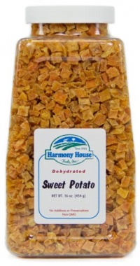 Harmony House Foods, Dried Sweet Potatoes, Diced, 16 Ounce Quart Size Jar