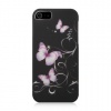 Luxmo CRIP5BKPPBF Unique Durable Rubberized Crystal Case for iPhone 5 - Retail Packaging - Black/Purple Butterfly