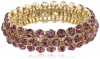 Anne Klein Elysium Gold-Tone Burgundy 3 Row Stretch Bracelet, 7