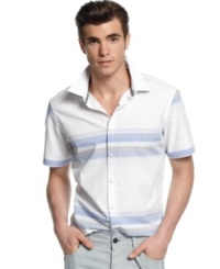 Get serious retro-hip style with this button front shirt from INC International Concepts.