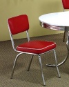 Set of 2 Retro Nostalgic Style Red Finish Dining Chairs