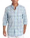 Nautica Men's Long Sleeve Yarn Dyed Slub Plain Check Woven