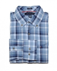 Tommy Hilfiger Men Custom Fit Plaid Long Sleeve Shirt Tommy Hilfiger Men Custom Fit Plaid Long Sleeve Shirt