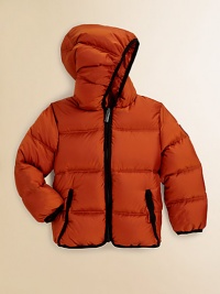 This stylishly quilted layer features contrast binding and down insulation for unrivaled warmth.Hooded styleQuilted alloverZip-frontLong sleevesDual front slash pocketsContrast binded detailsFully linedShell: polyamideFill: goose downDry cleanImported This stylishly quilted layer features contrast binding and down insulation for unrivaled warmth.Hooded styleQuilted alloverZip-frontLong sleevesDual front slash pocketsContrast binded detailsFully linedShell: polyamideFill: goose downDry cleanImported