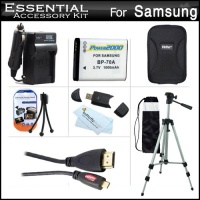 Essential Accessories Kit For Samsung MV800 MultiView Digital Camera Includes Extended Replacement (1000 maH) BP-70A Battery + AC/DC Travel Charger + Micro HDMI Cable + Deluxe Case + 50 Tripod w/Case + Screen Protectors + More