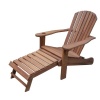 Outdoor Interiors CD3111 Eucalyptus Adirondack Chair with Drink Holder and Built In Ottoman