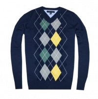 Tommy Hilfiger Men Fashion V-neck Argyle Sweater Pullover Tommy Hilfiger Men Fashion V-neck Argyle Sweater Pullover