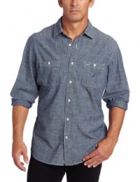 Nautica Men's Long Sleeve Lightwash Chambray Woven Nautica Men's Long Sleeve Lightwash Chambray Woven