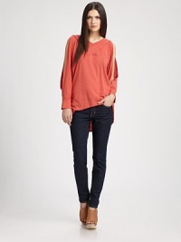 Comfy go-to has an attached hood, cutout sleeves and a dramatic hi-low hem. Attached hoodCrossover v-neckLong, open sleevesBanded cuffsHi-low hem55% hemp/45% organic cottonDry cleanImported of American fabricModel shown is 5'9 (175cm) wearing US size Small. Comfy go-to has an attached hood, cutout sleeves and a dramatic hi-low hem. Attached hoodCrossover v-neckLong, open sleevesBanded cuffsHi-low hem55% hemp/45% organic cottonDry cleanImported of American fabricModel shown is 5'9 (175cm) wearing US size Small.
