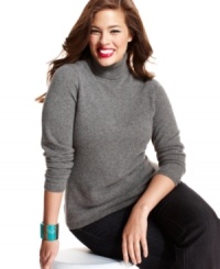 Indulge in the luxurious touch of Charter Club's plus size cashmere turtleneck-- it makes a perfect gift! Indulge in the luxurious touch of Charter Club's plus size cashmere turtleneck-- it makes a perfect gift!