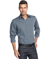 Make stripes a constant style companion for an always classic look with this shirt from Perry Ellis. Make stripes a constant style companion for an always classic look with this shirt from Perry Ellis.