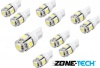 Zone Tech 10x 194 168 2825 5-smd White High Power LED Car Lights Bulb