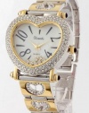 Trendy Fashion Jewelry - Large Crystal Heart Floating Stone Bracelet Watch - By Fashion Destination (Gold) | Free Shipping