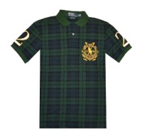Polo Ralph Lauren Men Custom Fit Plaid Logo Polo T-shirt Polo Ralph Lauren Men Custom Fit Plaid Logo Polo T-shirt