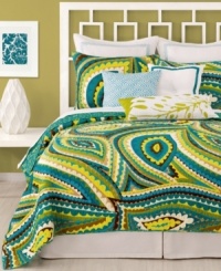 A brilliant addition! This Trina Turk Vivacious printed coverlet is bursting with color and charisma. Its bold and lively pattern exudes contemporary style. A brilliant addition! This Trina Turk Vivacious printed coverlet is bursting with color and charisma. Its bold and lively pattern exudes contemporary style.
