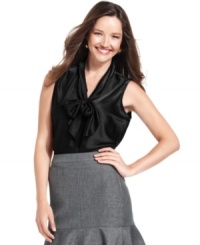 Sublime satin and a soft bow create the perfect combination. Pair Kasper's sleeveless blouse with suits and separates for a complete office wardrobe. Sublime satin and a soft bow create the perfect combination. Pair Kasper's sleeveless blouse with suits and separates for a complete office wardrobe.