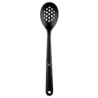 This sturdy slotted spoon from OXO makes a great addition to any chef's toolbox. This sturdy slotted spoon from OXO makes a great addition to any chef's toolbox.