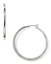 Michael Kors' pavé -encrusted hoops are a versatile daytime detail. Pay attention to the finer points and wear these to add polish to sharp tailoring and sleek suiting. Michael Kors' pavé -encrusted hoops are a versatile daytime detail. Pay attention to the finer points and wear these to add polish to sharp tailoring and sleek suiting.
