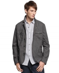 Add this military detailed jacket from Kenneth Cole to your arsenal of casual cool. Add this military detailed jacket from Kenneth Cole to your arsenal of casual cool.