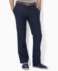 Crafted from a smooth cotton-linen blend and tailored for a trim, modern fit, the versatile Larwood pant provides a handsome accompaniment to any top. Crafted from a smooth cotton-linen blend and tailored for a trim, modern fit, the versatile Larwood pant provides a handsome accompaniment to any top.