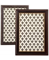 Braided or beaded, Rustic Vintage picture frames tell your story with a style that's timeless and sophisticated. Featuring mahogany-colored wood with flecks of gold and a fleur de lys backdrop. Braided or beaded, Rustic Vintage picture frames tell your story with a style that's timeless and sophisticated. Featuring mahogany-colored wood with flecks of gold and a fleur de lys backdrop.